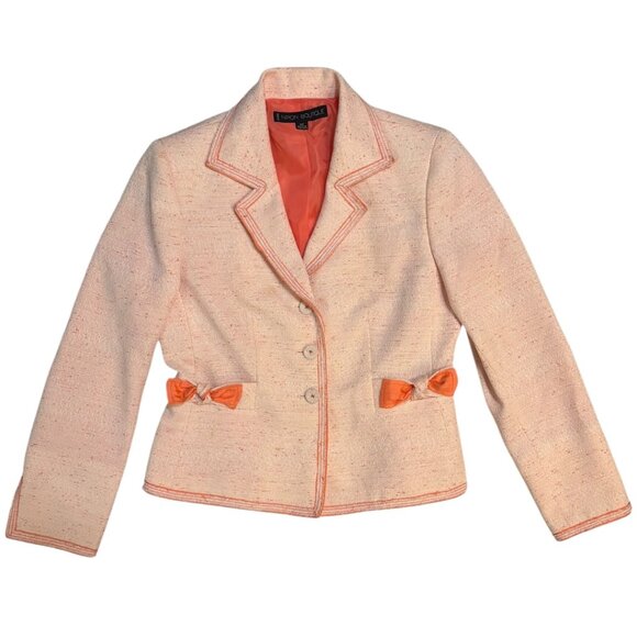 Nipon Boutique Jackets & Blazers - Vintage Albert Nipon Boutique Peach Silk Lined Bow Blazer Jacket